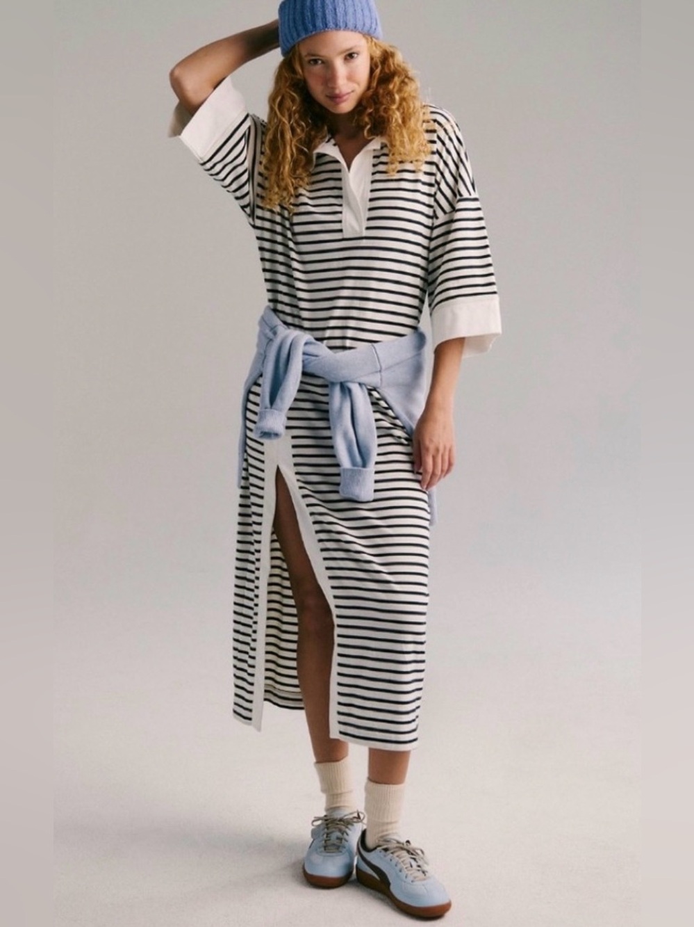 NWT Free People Jackson Rugby midi dress in ivory combo - S